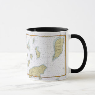 Caneca náutica o Lago Superior da carta das ilhas