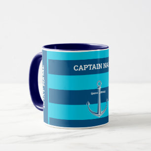 Caneca Náutico Personalizar Marinho de Âncora do Nome do
