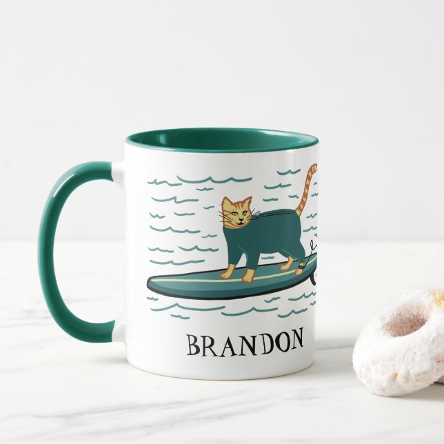 Caneca Navegando na Tabby Cat PERSONALIZAR TI (Com Donut)