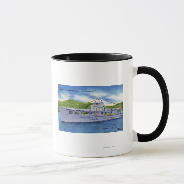 Caneca Navio a motor de aço Ticonpeta no lago (Direita)