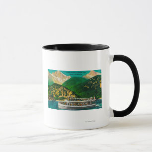 Caneca Navio a vapor turístico no lago Diablo, Skagit