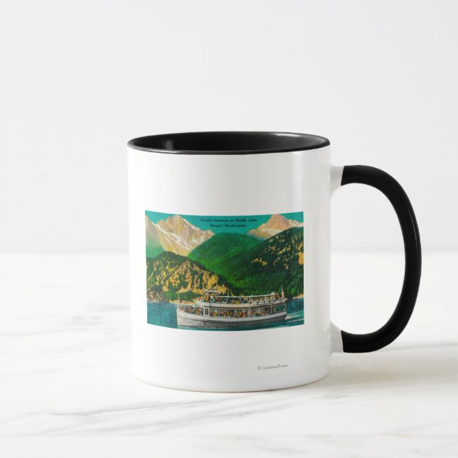 Caneca Navio a vapor turístico no lago Diablo, Skagit (Direita)