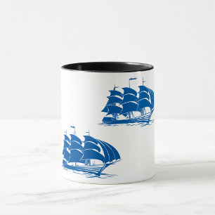 Caneca Navio de Velas Antigo Clipper Náutico Oceano