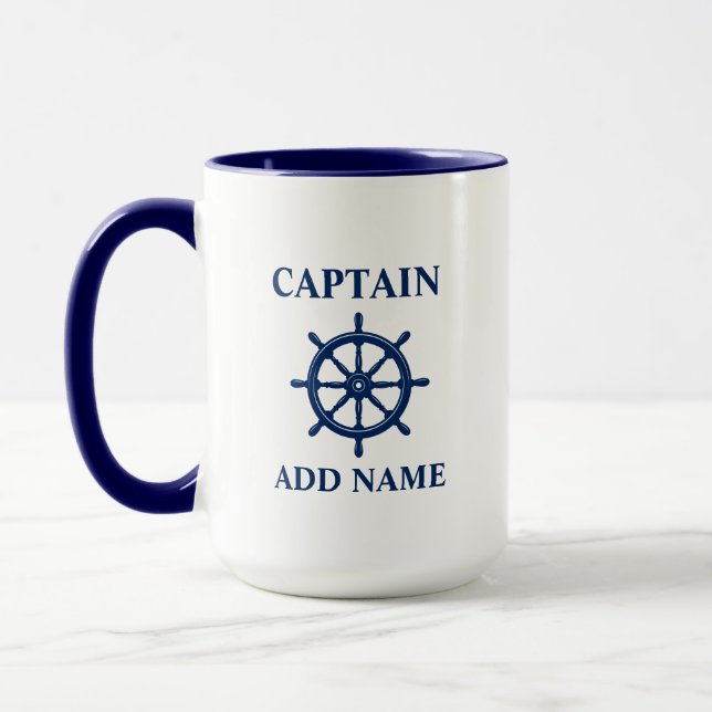 Caneca Navio Helm Roda e Capitão ou Nome do Barco Grande (Esquerda)