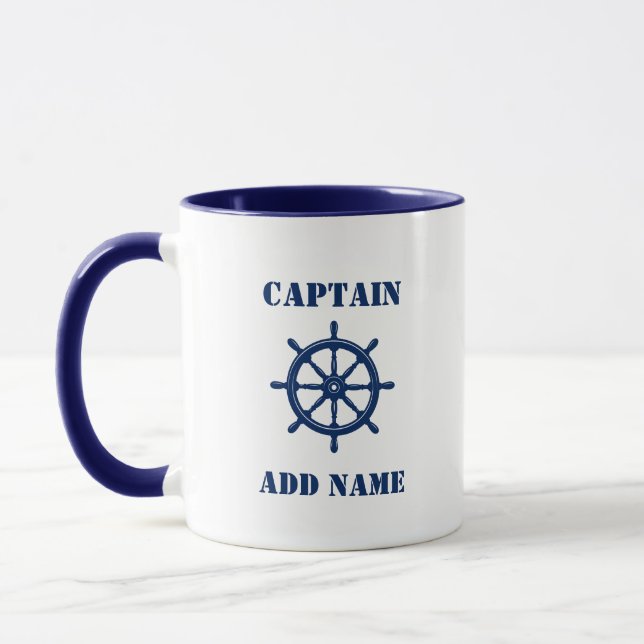 Caneca Navio náutico Capitão de Helm Roda ou Nome do Barc (Esquerda)