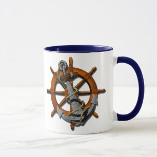 Caneca Navios náuticos roda e âncora