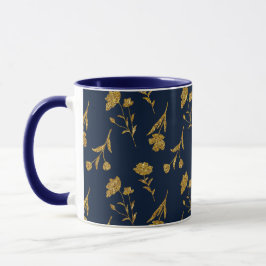 Caneca Navy Blue and Gold Modern Boho Custom Logo Mug