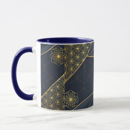Caneca Navy Blue and Gold Modern Boho Custom Logo Mug