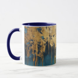Caneca Navy Blue and Gold Modern Boho Custom Logo Mug