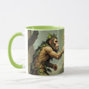 Caneca Neandertais Fofos de Fantasia Jogando Tênis