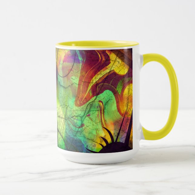 Caneca Nebulosa Pintada - Abóbora-Fogo Abstrato (Direita)