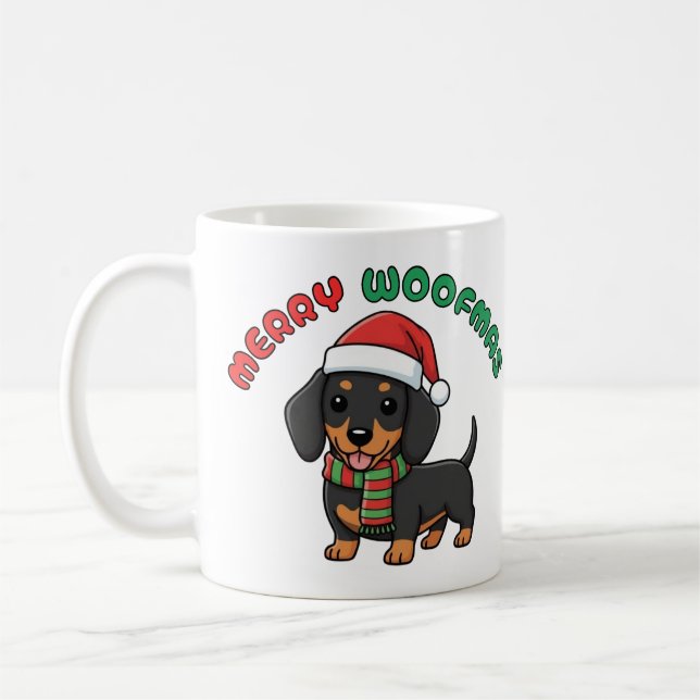 Caneca Negra de Natal: Feliz Woofmas (Esquerda)