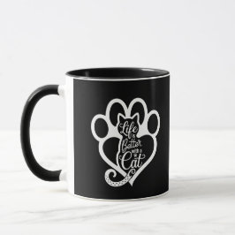 Caneca Negrito "A vida é melhor com um gato"