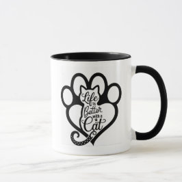 Caneca Negrito "A vida é melhor com um gato"
