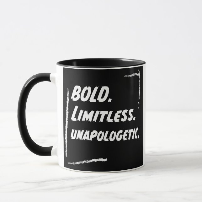 Caneca Negrito & Ilimitado  preto e branco sem desculpas (Esquerda)