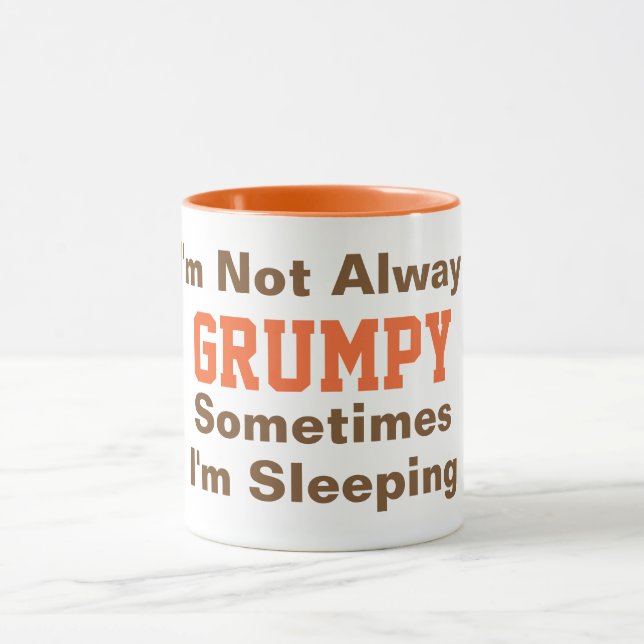 Caneca Nem sempre sou Grumpy Engraçado Tipografia Laranja (Centro)