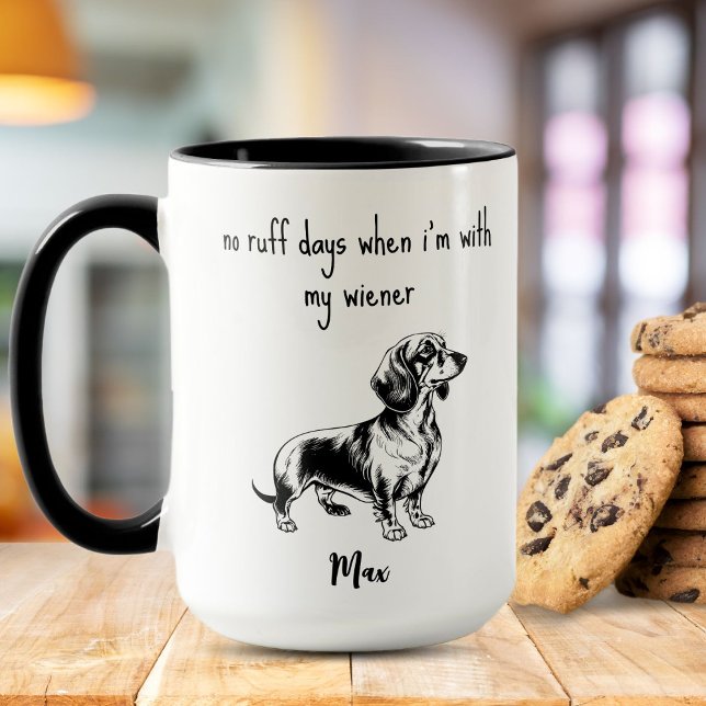 Caneca Nenhum Dia Ruim com Meu Dachshund Wiener Preto (Criador carregado)