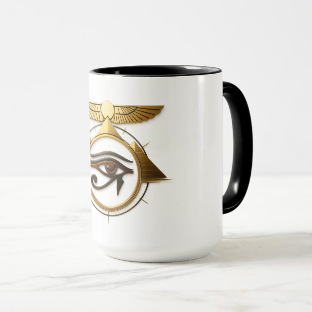 Caneca NeoAnkh 3D Eye of Horus Winged Sun Disk Symbol (Frente Esquerda)