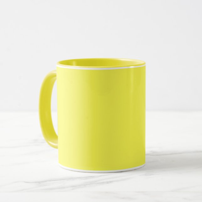 Caneca neon Cor brilhante do limão amarelo fluorescente (Frente Esquerda)
