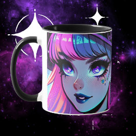 Caneca Neon Cyberpunk Tech Witch - Futurística Art Design