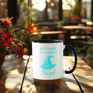 Caneca Neon de Halloween Personalizável - Chapéu de Bruxa