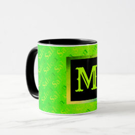 Caneca Neon Elegante fluorescente monograma