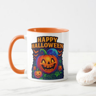 Caneca Neon Glow Pumpkin "Happy Halloween"
