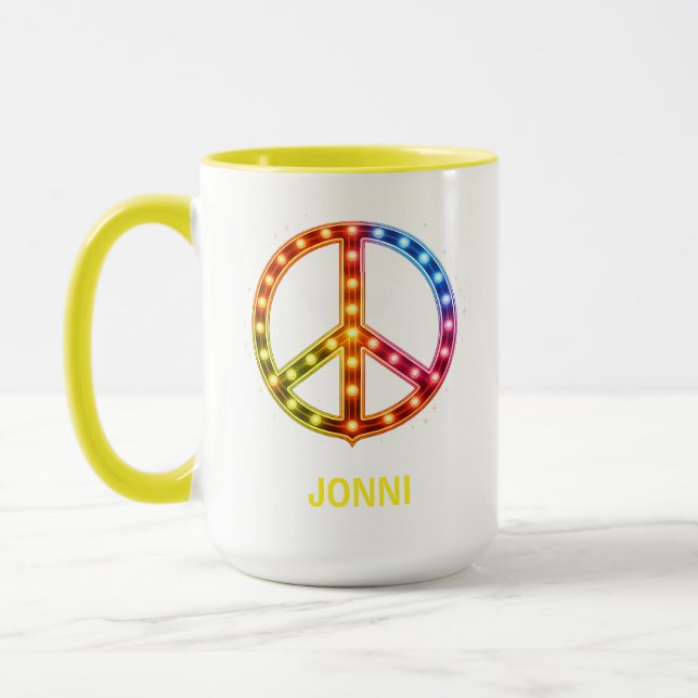 Caneca Neon Lighst Peace Sign Unisex (Esquerda)