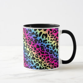 Caneca Neon Rainbow Leopard Pattern Impressão