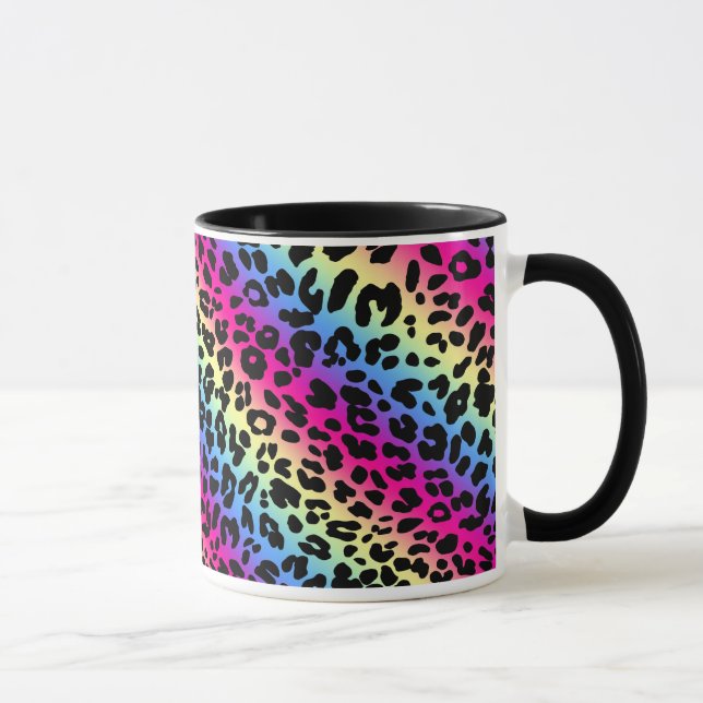 Caneca Neon Rainbow Leopard Pattern Impressão (Direita)