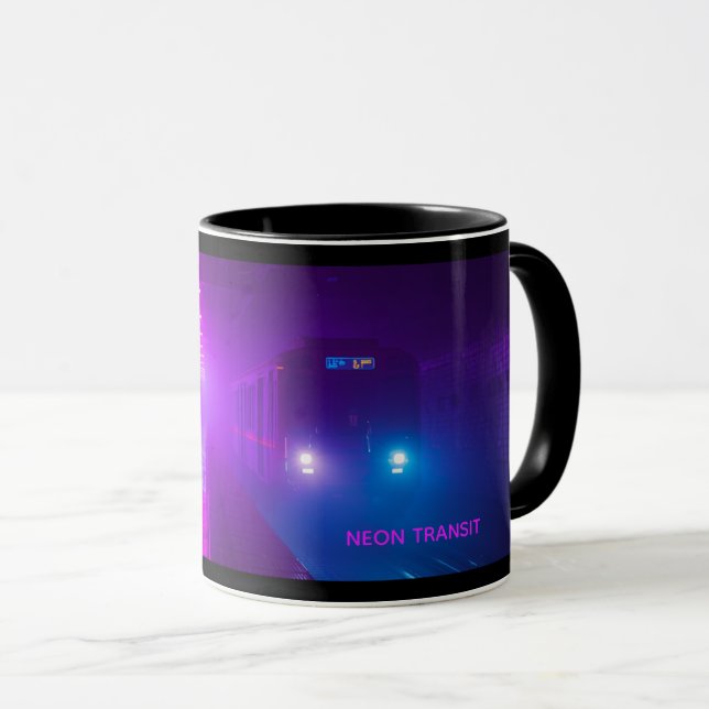 Caneca Neon Subway Vaporwave – Café Cyberpunk Retr (Frente Esquerda)