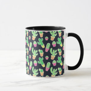 Caneca Neon Watercolor Cactos em Potes