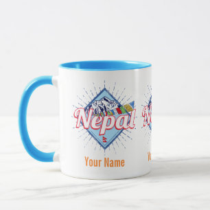 Caneca Nepal com Bandeiras Retro Feriado Vintage