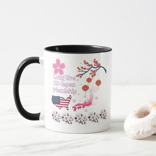 Caneca Never ending friendship black & white (Com Donut)