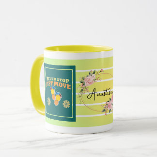 Caneca Never Stop, Just Move – Personalized Floral Motiva