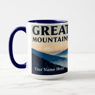 Caneca Névoa Azul das Grandes Montanhas Fumosas Retro