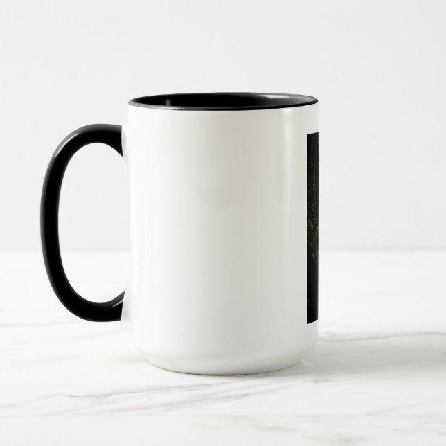 Caneca Nevoeiro azul de outono de floresta pintada (Esquerda)