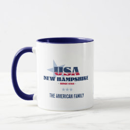 Caneca New Hampshire USA 1788 Blue Star Personalised Mug
