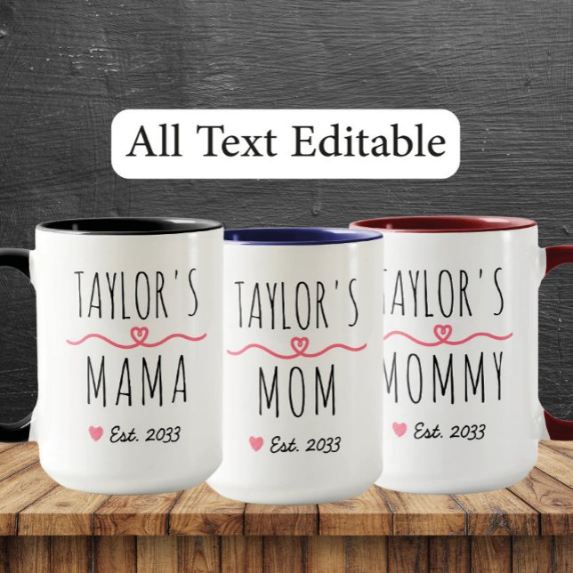 Caneca New Mama with Custom Name, Title & Est. Year (Criador carregado)