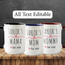 Caneca New Mom with Custom Name, Title & Est. Year