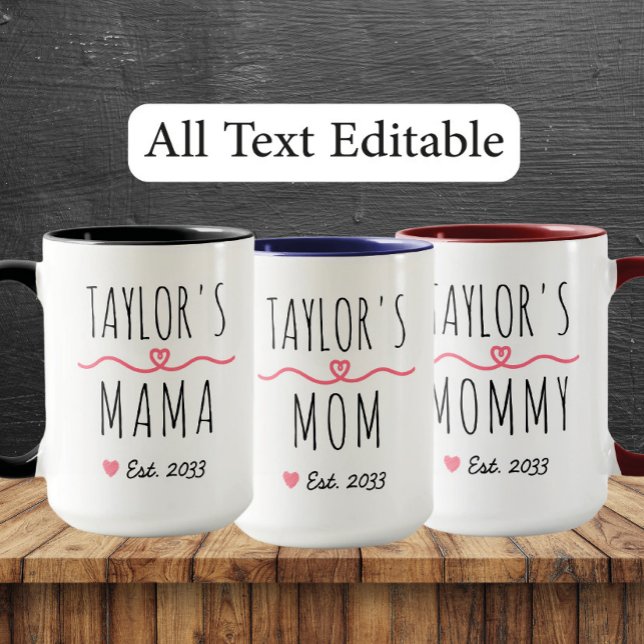 Caneca New Mom with Custom Name, Title & Est. Year (Criador carregado)