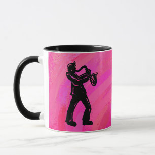 Caneca New York Boogie Noites Saxofone Rosa Quente