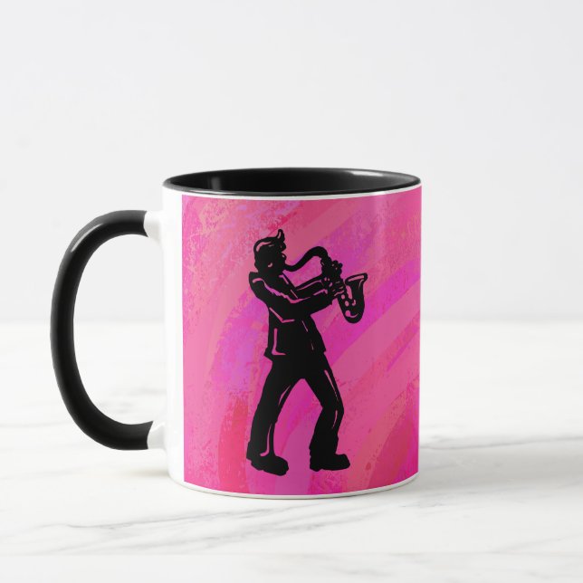 Caneca New York Boogie Noites Saxofone Rosa Quente (Esquerda)