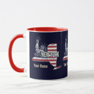 Caneca New York State Estados Unidos Retro Map Vintage EU