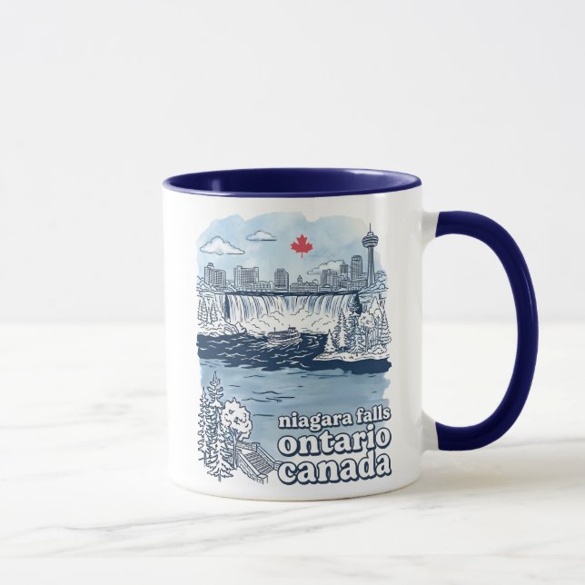 Caneca Niagara Falls Canadá Simples Paisagem Urbana (Direita)