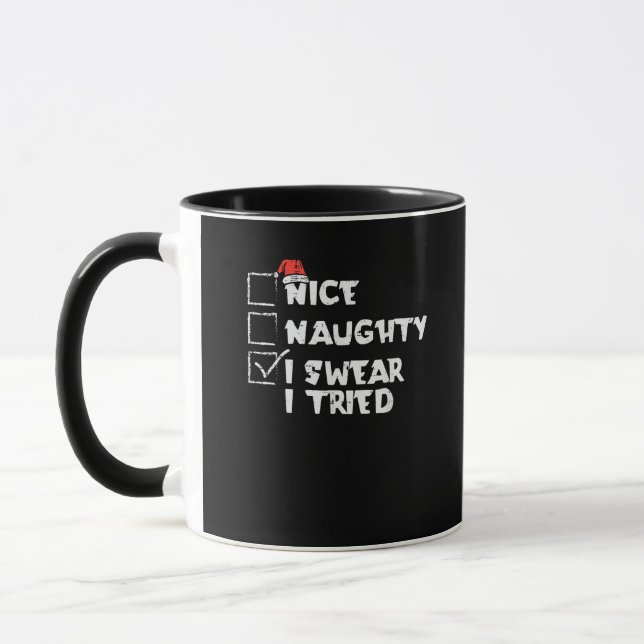 Caneca Nice Naughty Tried My Best Holiday Humor (Esquerda)