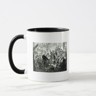 Caneca Nicolau Copérnico que explica sua teoria