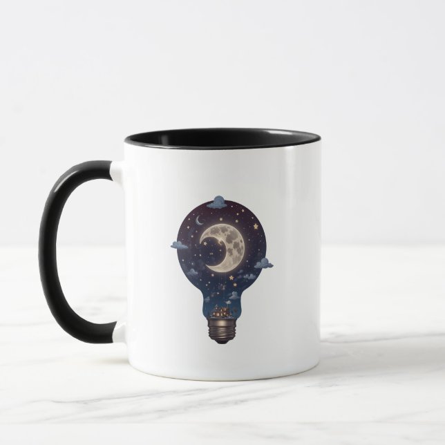 Caneca Night Sky and Cottage Inside a Lightbulb (Esquerda)