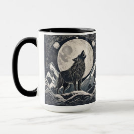 Caneca Night Wolf Howl - Moonlight & Forest Aestético