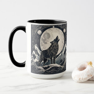 Caneca Night Wolf Howl - Moonlight & Forest Aestético